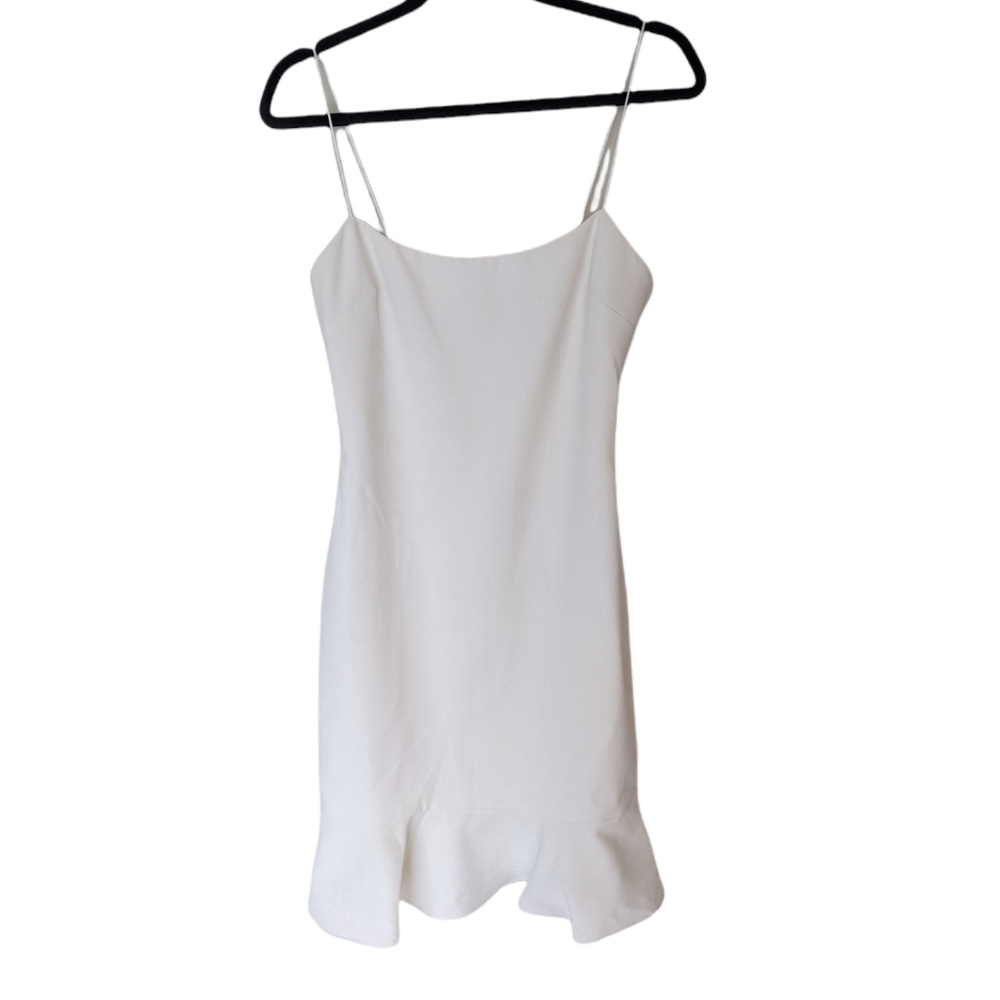 LIKELY x REVOLVE Banks White Flounce Ruffle Hem Mini Dress Size 6 - Picture 4 of 12